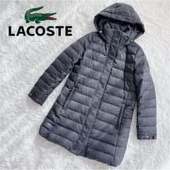 美品　ラコステ　ダウンコート　フード付き　ダウン80/フェザー20 杢グレー　M 美品 ラコステ ダウンコート フード付き ダウン80/フェザー20 杢グレー