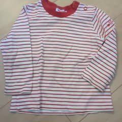 Mikihouse 赤と白のストライプ Tシャツ 80のサムネイル