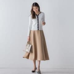 QUEENS COURT バイカラー カーディガン 長袖 ホワイトのサムネイル