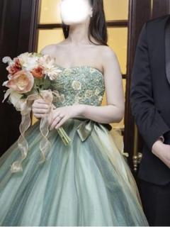 カラードレス　ウエディング　グリーン　イサムモリタ風 ISAMU MORITAグリーン IC-63 【結婚式 カラードレス レンタル