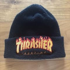 THRASHER ニット帽 ブラック 炎のロゴのサムネイル
