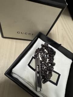 GUCCI Gロゴ プレート ネックレス ガンメタルのサムネイル