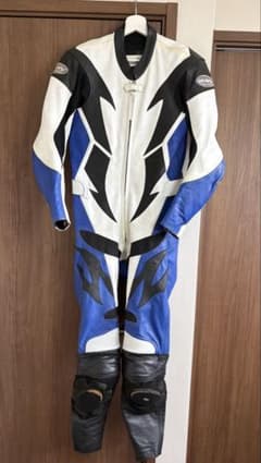 【値下げ】バイク用革ツナギ ホワイト/ブルー/ブラックのサムネイル