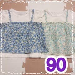 半袖 トップス かわいい 花柄 2枚セット 90cm 女の子 フリル 保育園着のサムネイル