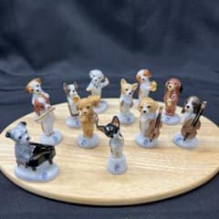 E4【保管品】パピーズフィルハーモニックオーケストラ　セトクラフト 木台付　子犬 E4【保管品】パピーズフィルハーモニックオーケストラ セトクラフト 木