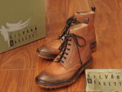 ★新品　11万円　シルバノサセッティ　別注カントリーブーツ　7.5　サンモリッツ ☆新品 11万円 シルバノサセッティ 別注カントリーブーツ 7.5