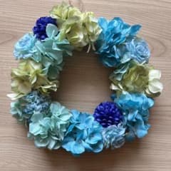 9：ブルー系造花リース  値下げのサムネイル