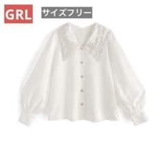 レース襟 長袖ブラウス ホワイト Fサイズ (tg653)のサムネイル