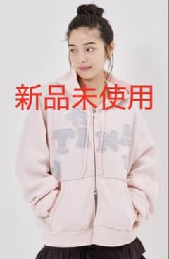 裏起毛 ロゴパッチワーク フーディー TINA：JOJUN ネイビー 新品未使用
