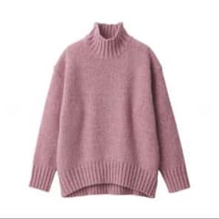無印良品　ウールヤク混ネップ糸ハイネックセーター　Mのサムネイル