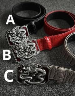 【龍】ドラゴンモチーフ バックル ベルト クロコ型押しのサムネイル