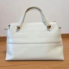 新品 1metre carre クロコ型押し 2way ハンドバッグ ホワイトのサムネイル