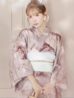 浴衣 帯 下駄 3点セット くすみピンク 花柄のサムネイル