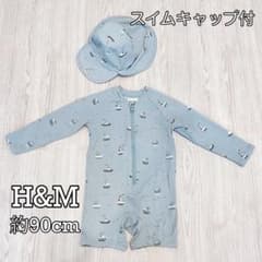 H&M ボート柄水着 約90cm スイムキャップ付きのサムネイル