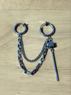 メンズ チェーン付き フェイクピアス イヤリングのサムネイル