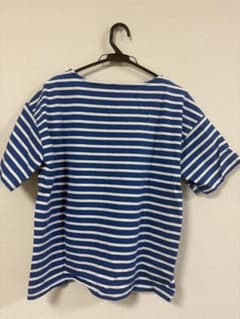 ボートネック ボーダー 半袖Tシャツ ブルー Lサイズのサムネイル