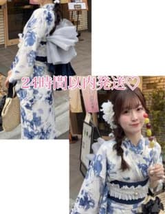 GRL 水彩花柄浴衣セット　fy028のサムネイル
