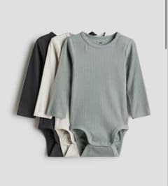 H&M リブボディースーツ　リブロンパース　ベビー　３枚セット　4-6M【美品】のサムネイル