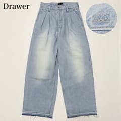 Drawer ブリーチタックワイドデニム ロゴ刺繍 ゆったり 36 - メルカリ