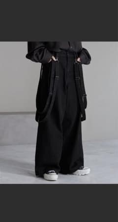 【cussil/クシル】ルーズシルエットダブルサスペンダーワイドデニムパンツのサムネイル