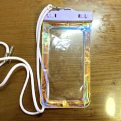 透明 防水ケース スマートフォン用 クリア ラベンダー スマホショルダーのサムネイル