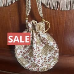 インド刺繍 雑貨 バッグ 巾着 ナチュラル インド チャイハネ風 - メルカリ