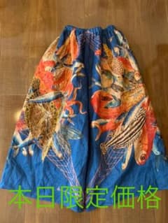 柿渋染め　ガウチョパンツ　ワイドパンツ　大漁　おさかなのサムネイル