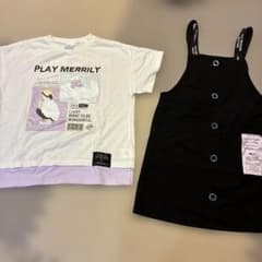 140 PLAY MERRILY グラフィックTシャツとジャンパースカートセットのサムネイル