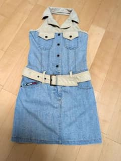 TOMMY JEANS ホルターネック デニムワンピース ベルト付 日本製のサムネイル