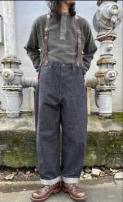 Nigel Cabourn RAILMAN DENIM レザーサスペンダーセット - メルカリ