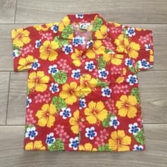 OKINAWA ISLAND WEAR かりゆしウェア レッド 110㎝程度のサムネイル