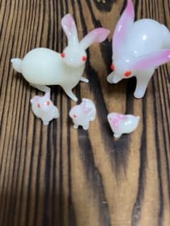置物 インテリア ガラス細工 うさぎ ピンク ホワイト 日本製 セット ガラス細工 うさぎ 親子 5匹セット 置物 - メルカリ