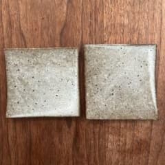 【希少】陶林春窯 購入 作家もの 10cm正角皿 2枚セット 陶印あり 現代陶芸のサムネイル