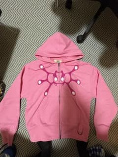 Happy99 pink hoodie s ダブルジップパーカー fti - メルカリ
