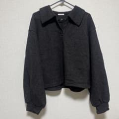 GU 襟付きダークグレー長袖セーターのサムネイル