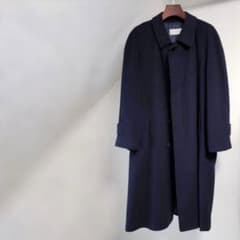 美品　高級カシミヤ100％　ロングコート ステンカラーコート 濃紺　ネイビー カシミヤ100% 日本製 ロングステンカラーコート ダークネイビー