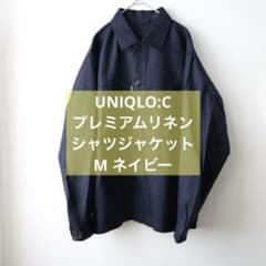 UNIQLO C プレミアムリネンシャツジャケット　M ネイビー 新品】UNIQLO C ユニクロ プレミアムリネンシャツジャケット M｜Yahoo