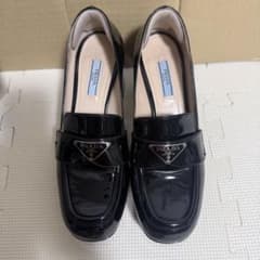 PRADA プラダ チョコレート ブラッシュドレザー ハイヒールローファー BKのサムネイル