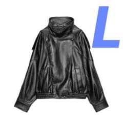 ZARA フェイクレザージャケット ハイネック Lサイズ 黒 - メルカリ