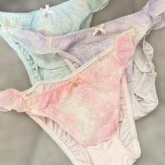 Lサイズ【3枚セット】チュチュアンナ　フリルのショーツ　ブルー　ピンク　パープルのサムネイル