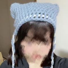 猫耳ニット帽 ネコミミ ネコ耳 ねこみみ ビーニー　ブルー　水色のサムネイル