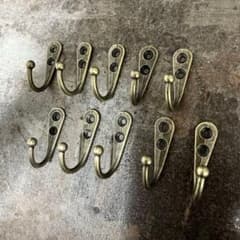 壁掛け フック 金具 ブロンズ10個 セット ネジ付き ヴィンテージ風