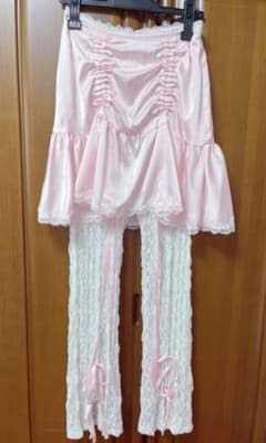 SATIN GATHER SKIRT LAYERED PANTS ピンク SATIN GATHER SKIRT LAYERED PANTS ピンク - メルカリ