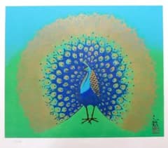 ○児玉三鈴『 孔雀 (くじゃく) 』シルクスクリーン版画シート / 日本