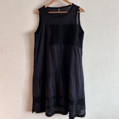 エイココンドウ 42 L ノースリーブ パッチワーク ワンピース ブラック