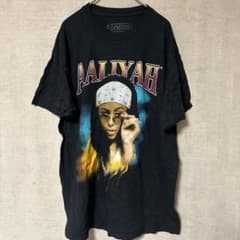 アライア クルーネック半袖 プリント Tシャツ LG 黒 綿 古着女子ストリート