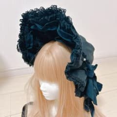 AngelicPretty ジョーゼット リボン ボンネット 黒 - メルカリ