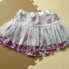 フリル レース チュール バラ お花柄 ミニスカート 紫 お姫様 ふりふりのサムネイル