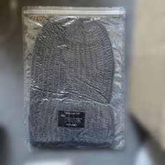 ニット帽 ビーニー グレー リブ編みのサムネイル
