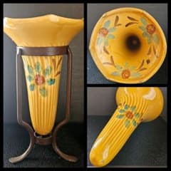 イタリア アンティーク 1950年頃 マジョリカ陶器 彩色花の図 フラワー